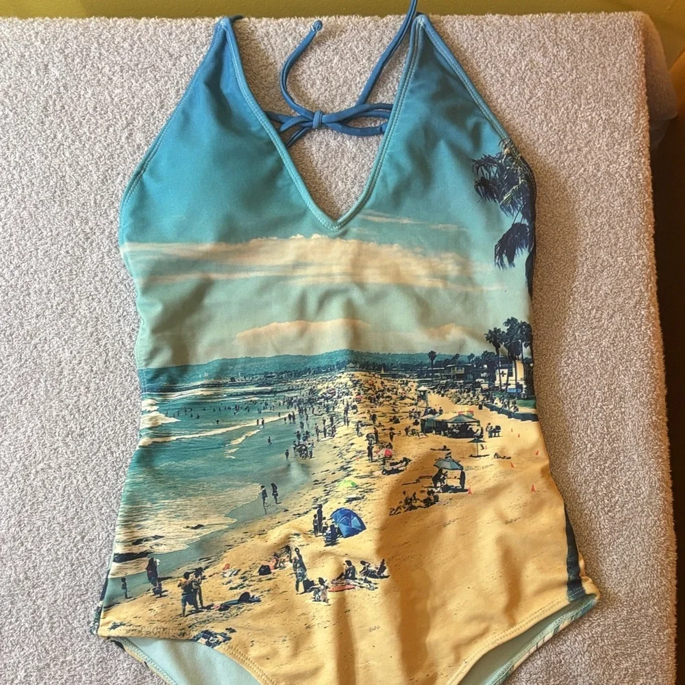 Forever 21 Ocean Print Halter Swimsuit - Picture 1 of 2